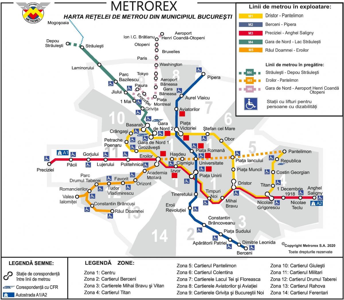 Karte Der Bukarester Metro Metrolinien Und Metrostationen Von Bukarest
