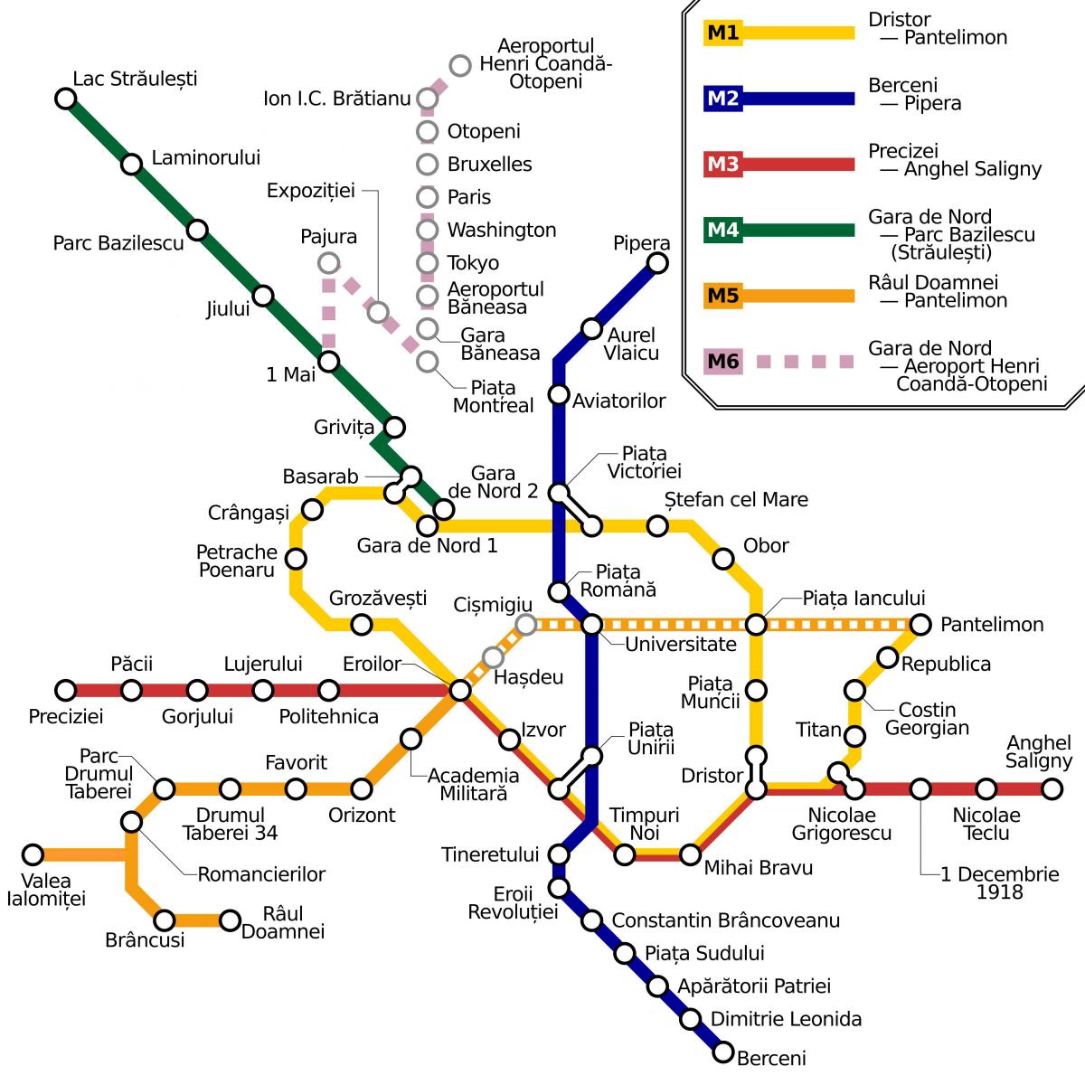 Karte der U-Bahn-Station Bukarest